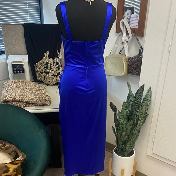 Emerald Sundae Cobalt Blue Satin Midi Dress - Picture 5 of 8